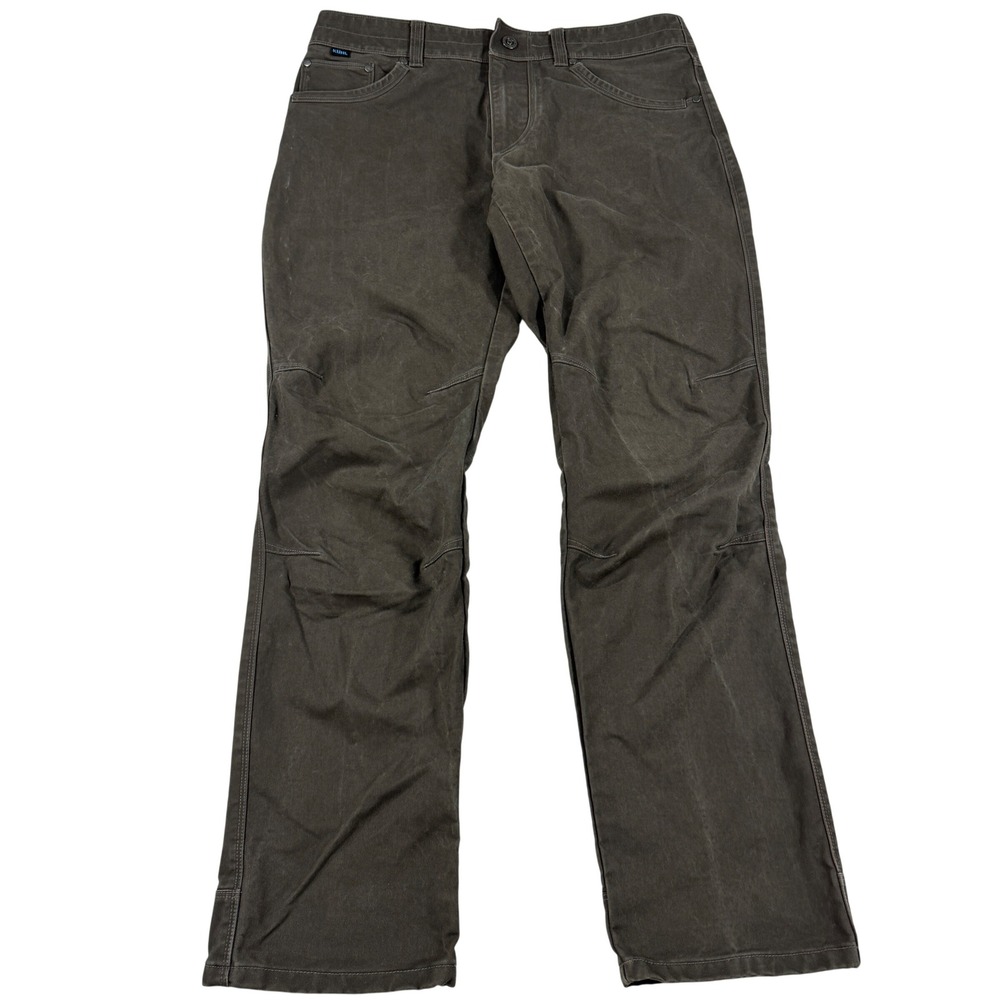 Kuhl Rydr Vintage Patina Dye Brown Canvas Articulated Work Pants Men's 34x32